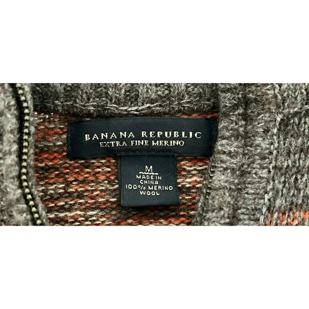 Vintage Y2K Banana Republic Pullover Fair Island 1/4 Zip Extra Fine Merino Wool
